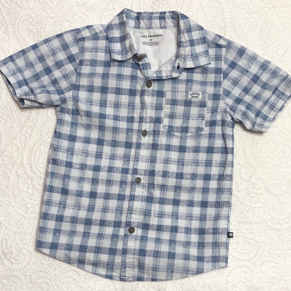Lucky Brand Blue Checkered Kids Shirt Size 4T